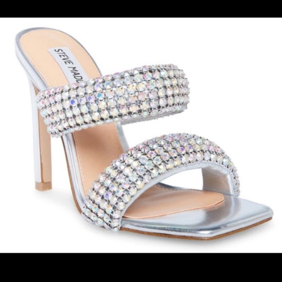 “STEVE MADDEN” Kaylee Rhinestone Sandal Heels - Picture 1 of 16